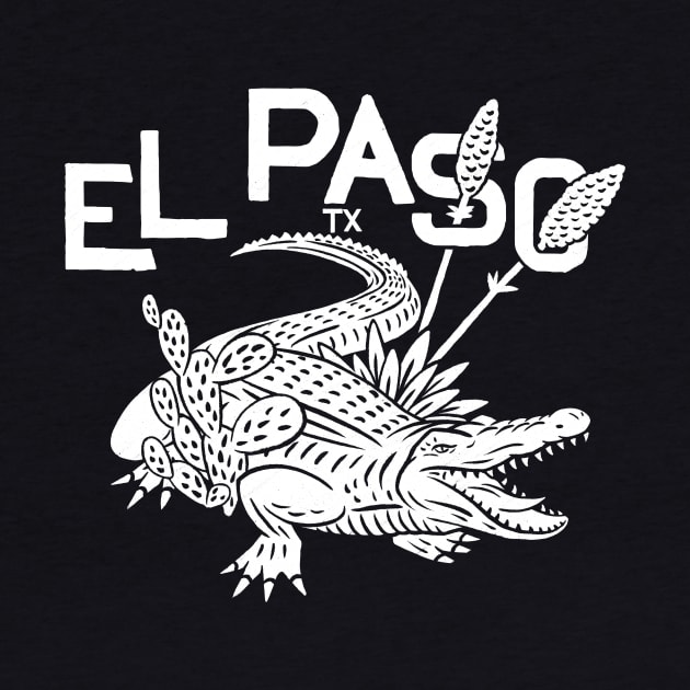 El Paso Alligator w/ text (white) by BrokenArrow